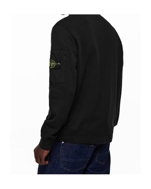 Stone Island Black Logo Zip-Up Sweatshirt for men