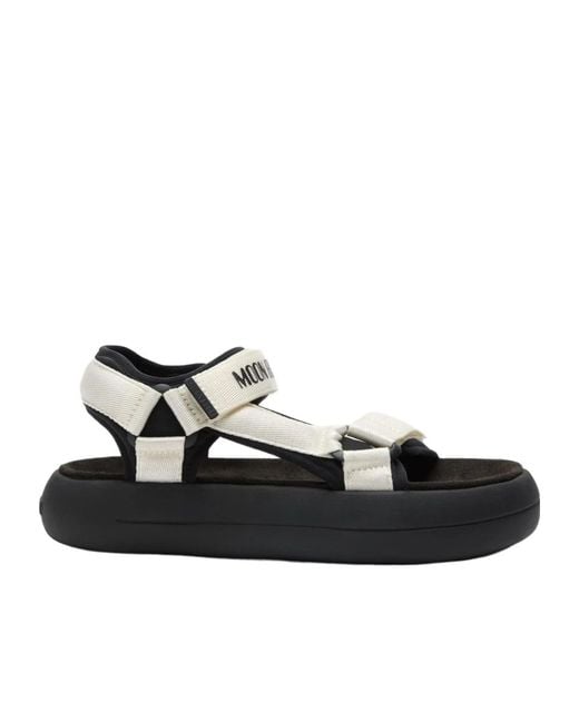 Moon Boot Black Logo-Strap Platform Sandals for men