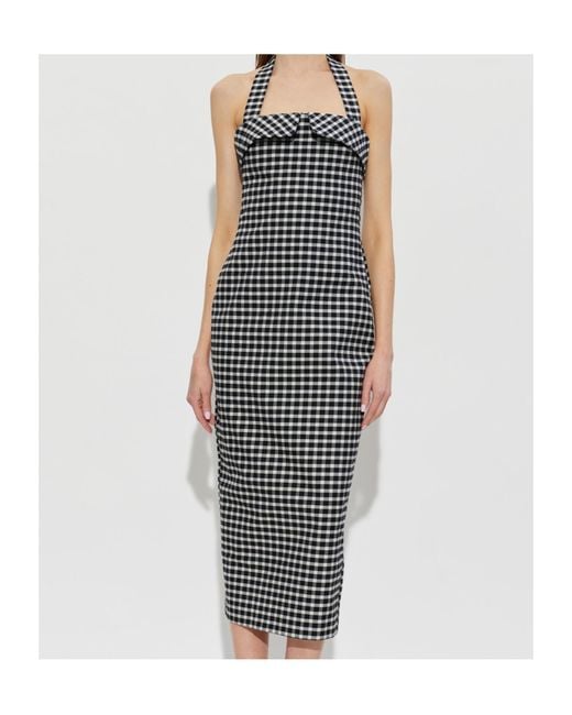 Posse Blue Chiara Halter Gingham Midi Dress