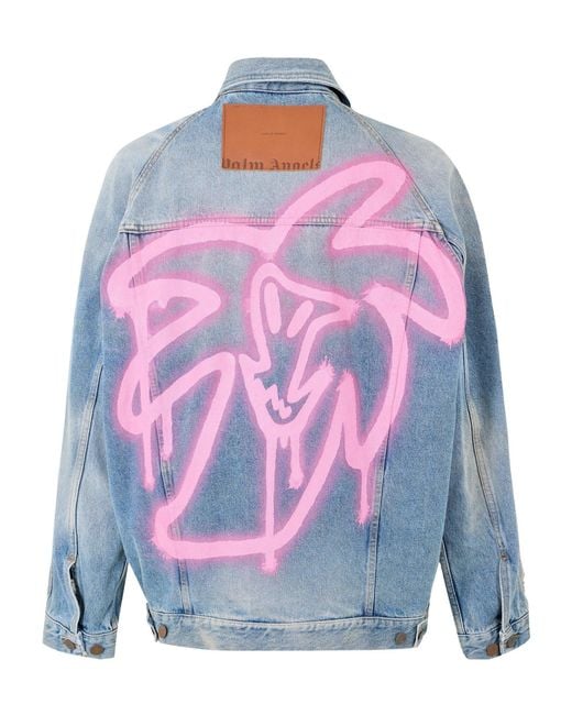 Palm Angels Blue Single- Denim Jacket With Lapel for men