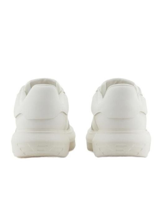 Emporio Armani White Logo Plaque Lace-Up Sneakers for men