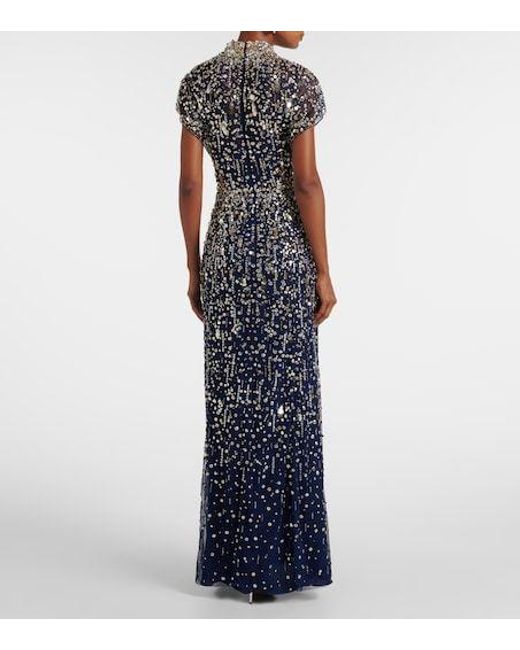 Jenny Packham Blue Sylvie Embellished Gown