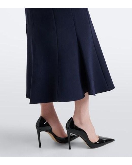 Mugler Blue Wool-Blend Shirt Dress