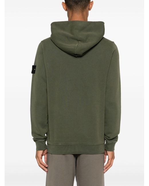 Stone Island Green Long-Sleeved Compass Patch Hoodie for men