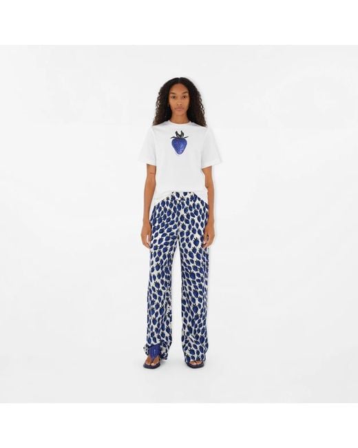 Burberry White Strawberry-Printed Crewneck T-Shirt