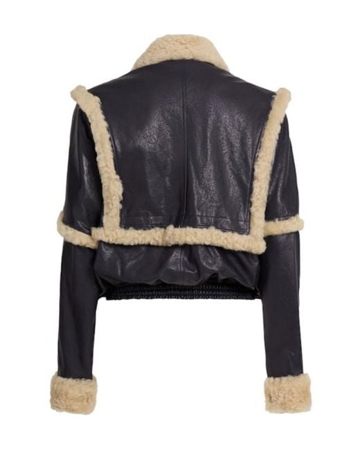 Magda Butrym Blue Leather Shearling Jacket