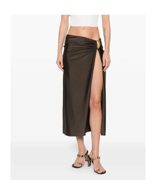 Jonathan Simkhai Brown Gathered Embellished Midi Skirt