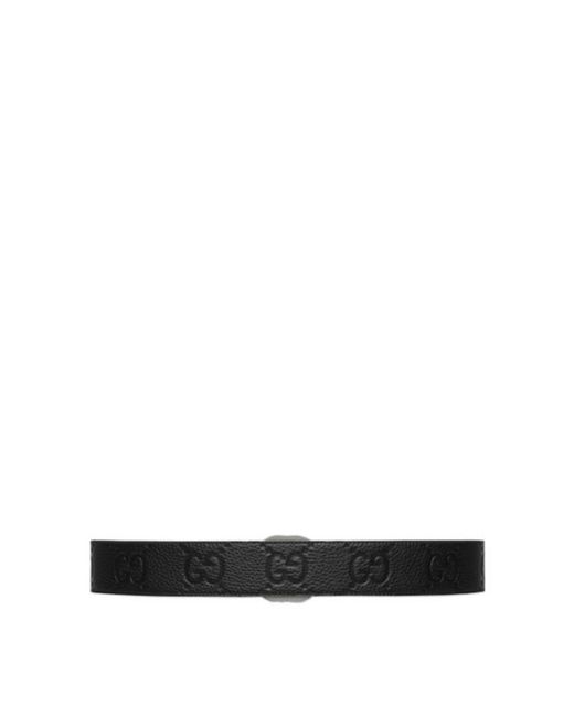 Gucci Black Logo Plaque Buckled Belt for men
