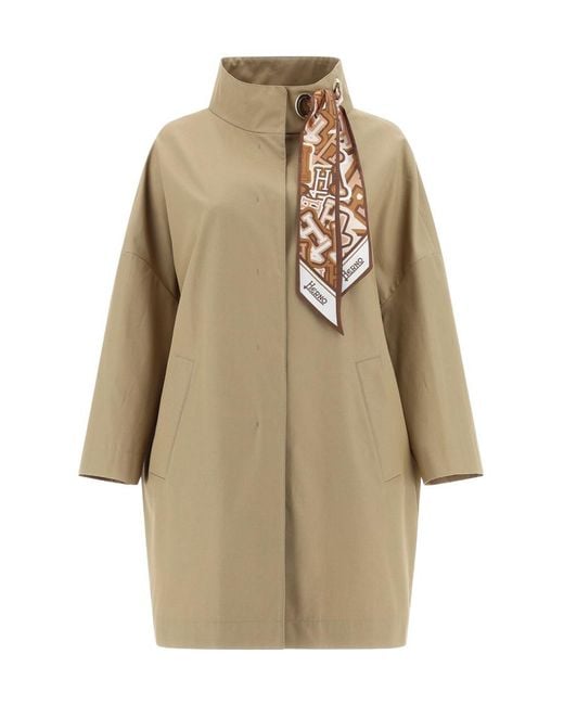 Herno Natural Scarf Detailed Trench Coat