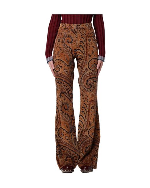 Etro Brown Casual Pants With Belt Loops