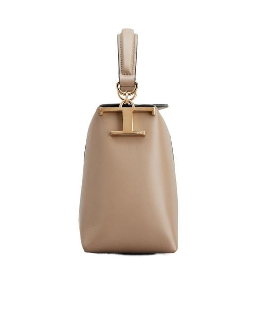 Tod's Natural T Case Leather Mailman Tote Bag