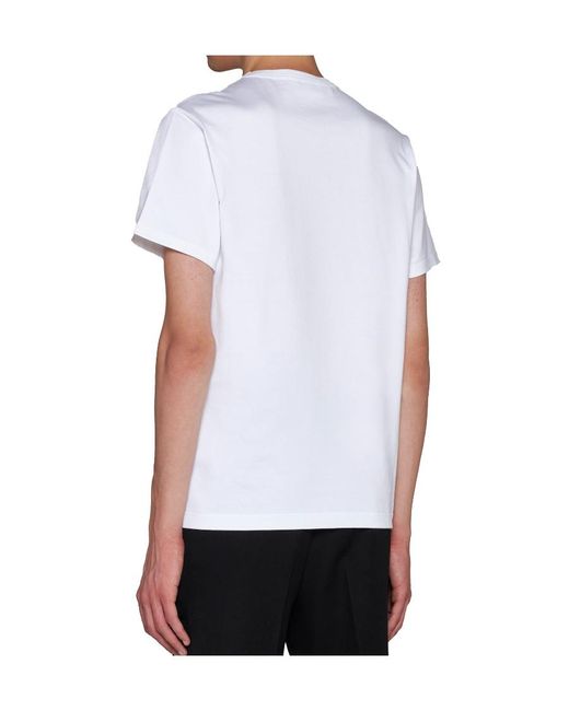 McQueen White Graphic Printed Crewneck T-Shirt for men