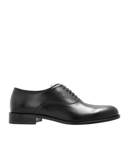 Giorgio Armani Black Almond Toe Lace-Up Derby Shoes for men