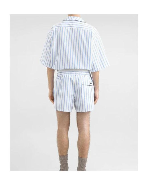 Dolce & Gabbana Blue Striped Drawstring Bermuda Shorts for men