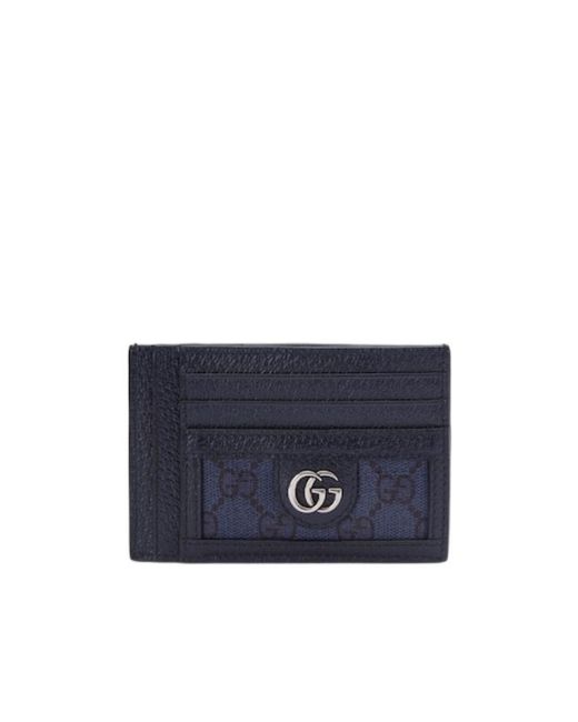 Gucci Blue Gg Logo Plaque Card Holder for men