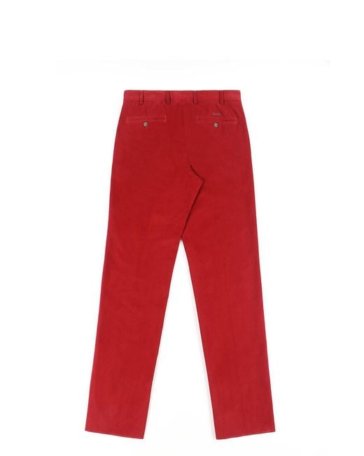 Paul & Shark Red Straight Casual Pants for men