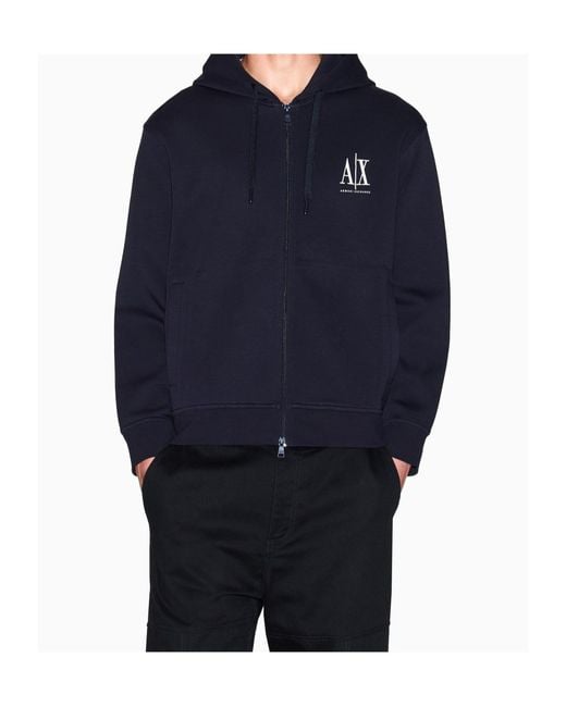 ARMANI EXCHANGE Blue Logo Hoodie for men