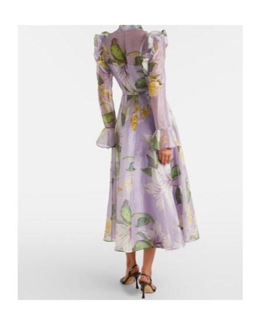 Leo Purple Katrina Linen-Blend Shirt Dress