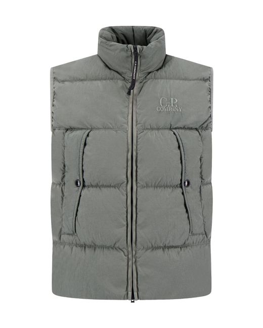 C P Company Gray Quilted Padded Vest for men