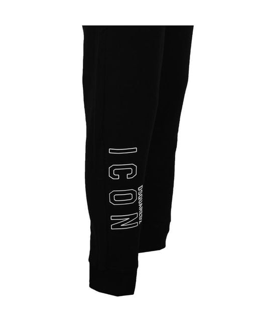 DSquared² Black Icon Logo Printed Tapered Pants for men