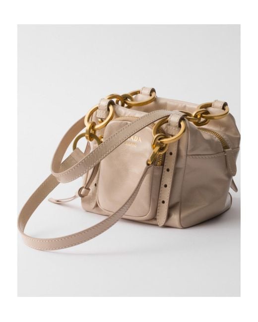 Prada Natural Dangle Leather Top-Handle Mini-Bag