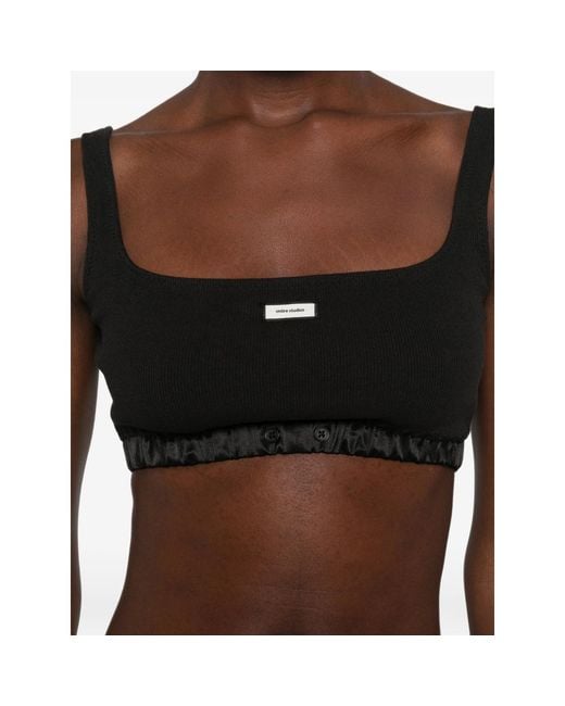 Entire studios Black Logo-Patch Cropped Top