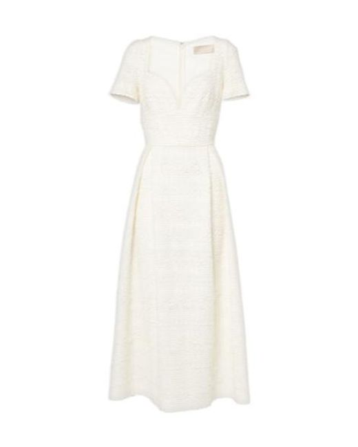 Elie Saab White Macramé Midi Dress