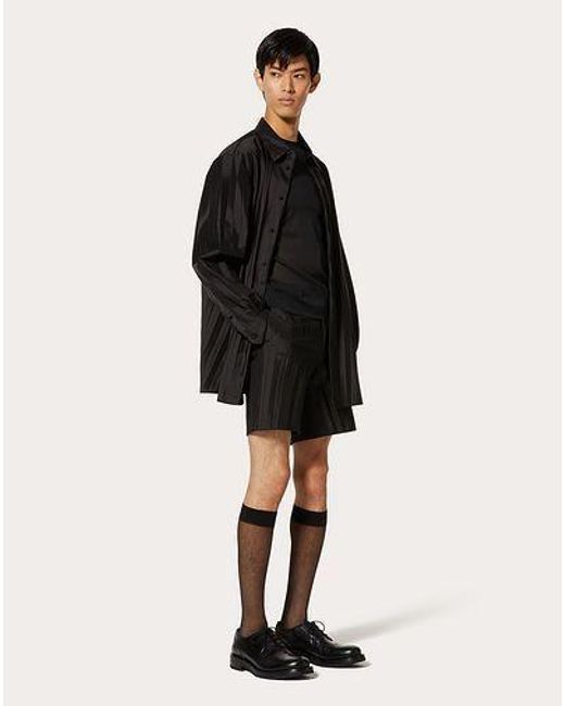 Valentino Black Pleated Above-Knee Length Shorts for men