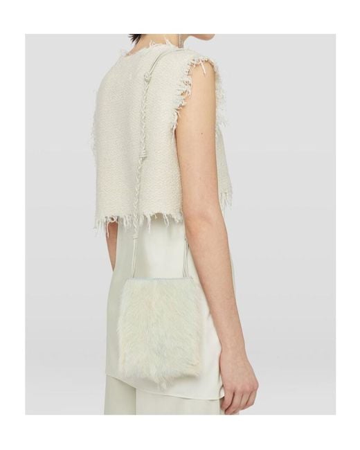 Jil Sander White Tangle Shearling Small Crossbody Bag