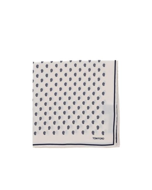 Tom Ford White Plaid Pocket Scarf for men