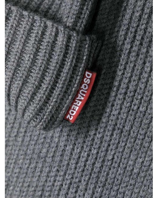 DSquared² White Logo Patch Scarf-Beanie Set for men