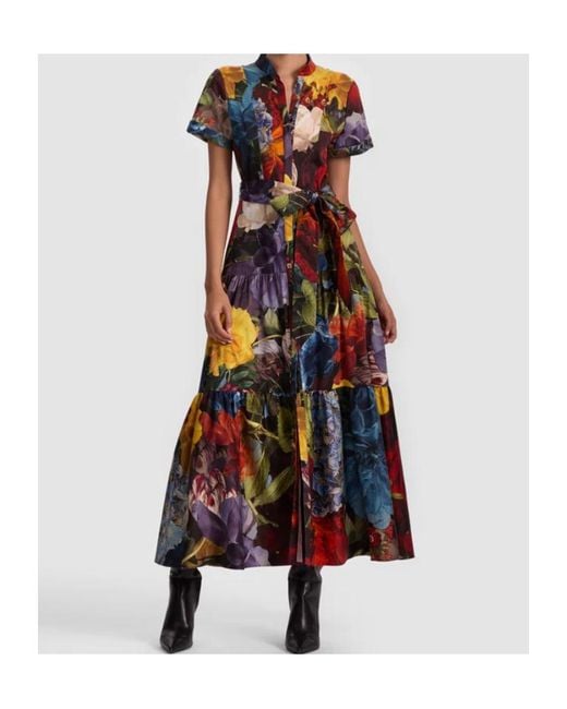 Alice + Olivia Blue Lucy Midi Shirt Dress