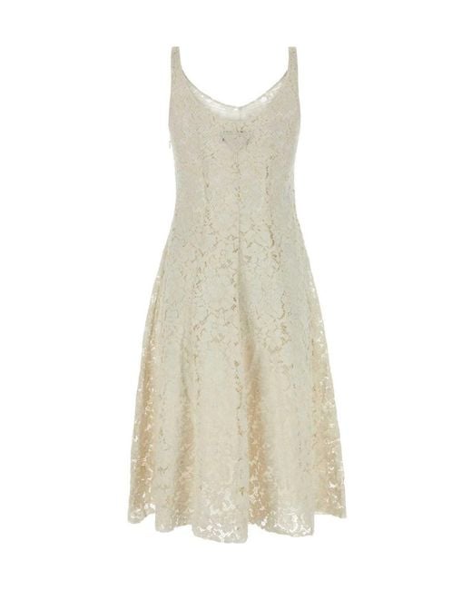 Prada White Laced Sleeveless Dress