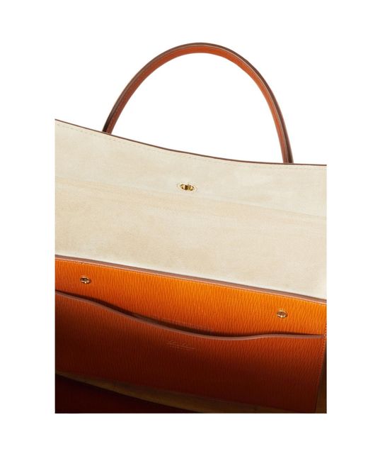 Loro Piana Orange Double Handle Shoulder Bag
