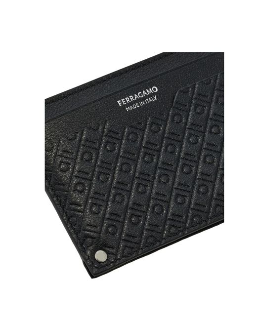 Ferragamo Black Lettering Credit Card Holder for men