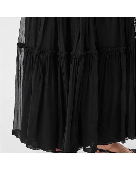 Saint Laurent Black Tulle A-Line Skirt