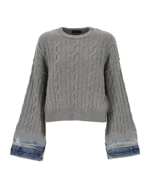 Haikure Gray Cable-Knit Sweater