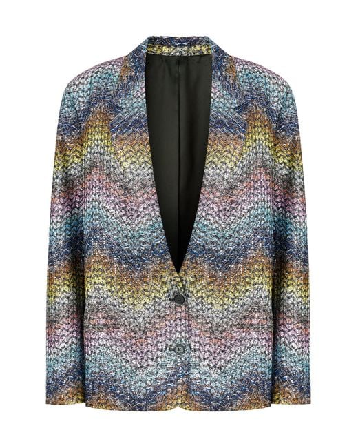 Missoni Gray Sequined Zigzag Single-Breasted Blazer
