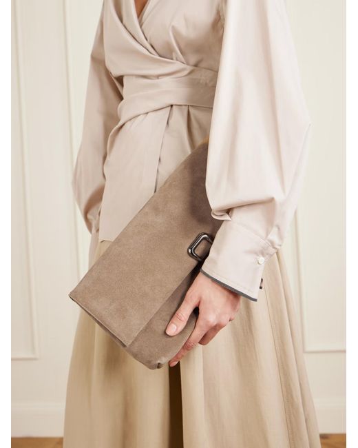 Brunello Cucinelli Natural Flap Clutch