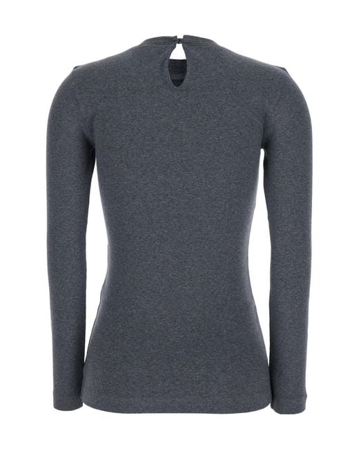 Brunello Cucinelli Blue Embellished Knitted Jumper