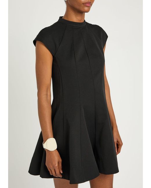 Staud Black Ellie Panelled Cotton-Blend Mini Dress