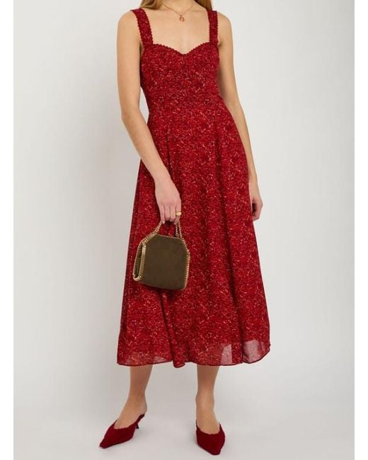Reformation Red Lela Floral-Print Georgette Midi Dress