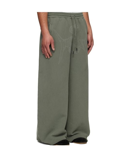 Lu'u Dan Green Bontan Drawstring Sweatpants for men