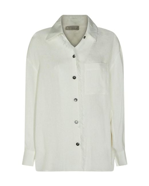 Antonelli White Frayed Trim Shirt