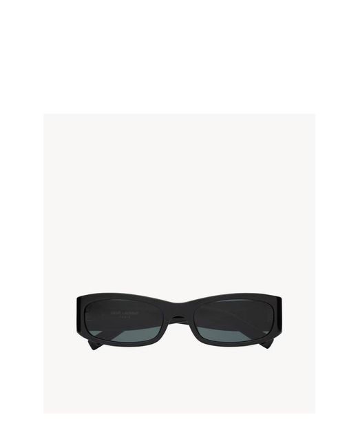 Saint Laurent White Logo-Plaque Rectangle Sunglasses for men