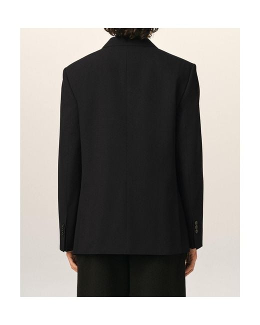 AMI Black Single Breasted Straight-Fit Wool Blazer for men