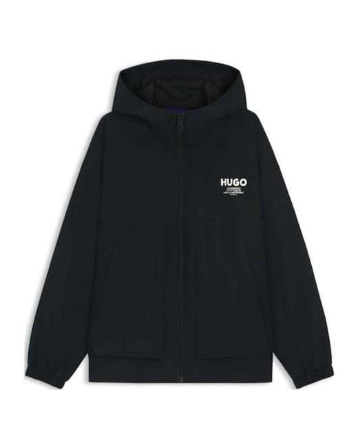 Boss Black Hooded Logo-Print Jacket for men