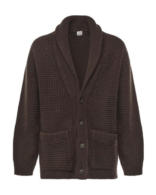 Eleventy Brown Buttoned V-Neck Knitwear for men