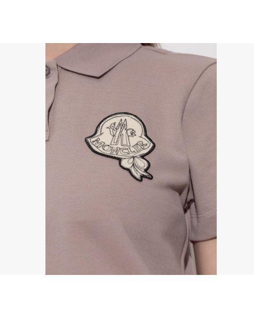 Moncler Gray Logo-Patch Polo Shirt