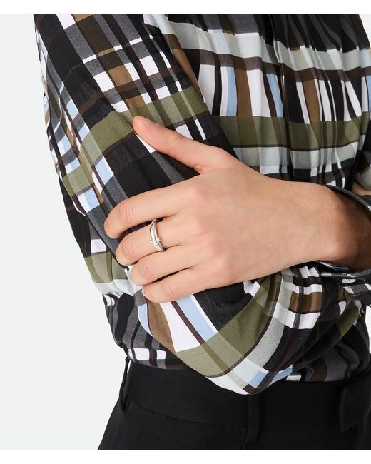 Bottega Veneta White Intreccio Ring for men